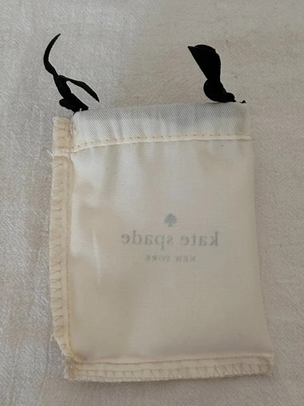 Small Kate Spade Jewelry Drawstring Pouch White and Black